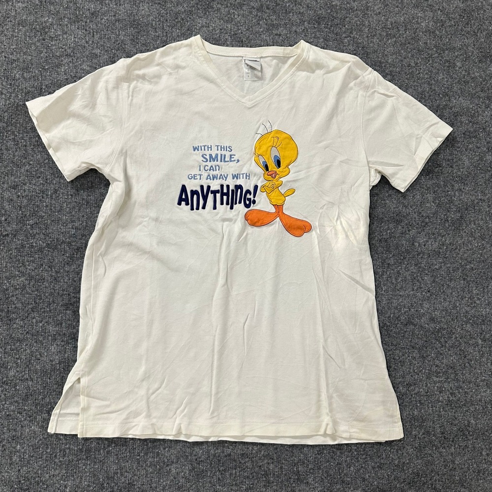 Warner Bros Studio Store T-Shirt Mens Size S White Tweety Bird Vintage